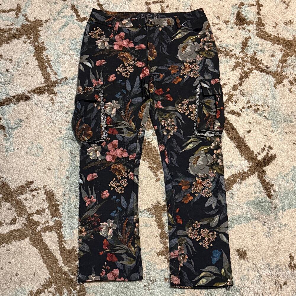Rebel Vengeance Floral Tapestry Cargo Pants Size 34x30 Quilted Streetwear